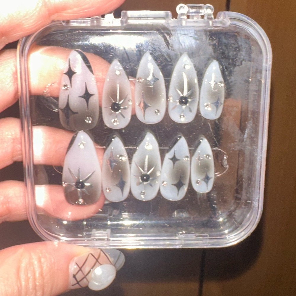 Y2k silver star nail set